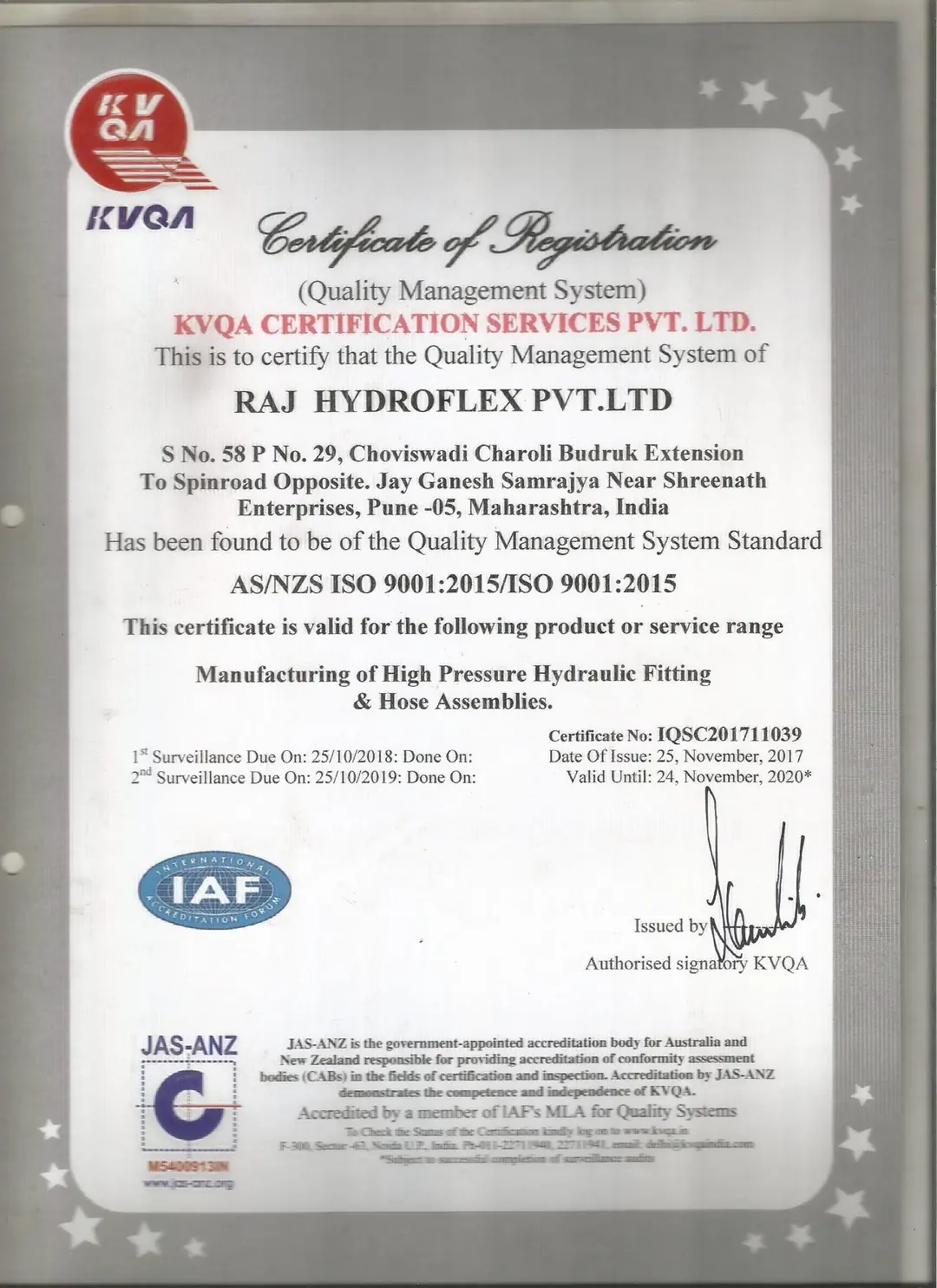 KVQA Certificate image